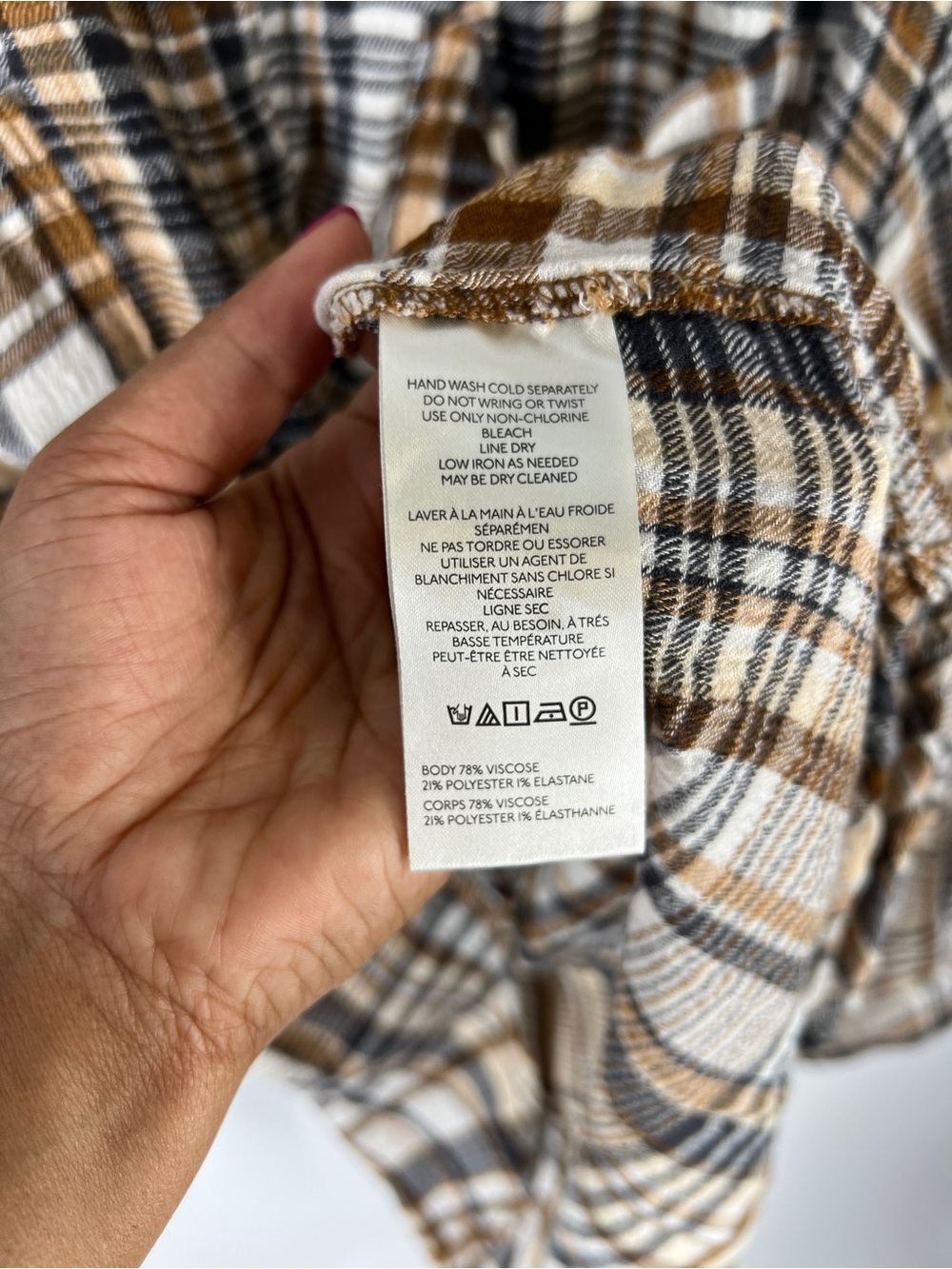 Pilcro Plaid Button-Up Shirt in Brown, Cream & Black - Picture 7 of 14